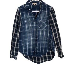 Anthropologie Cloth & Stone Blue/Black
Plaid Flannel  Top Small